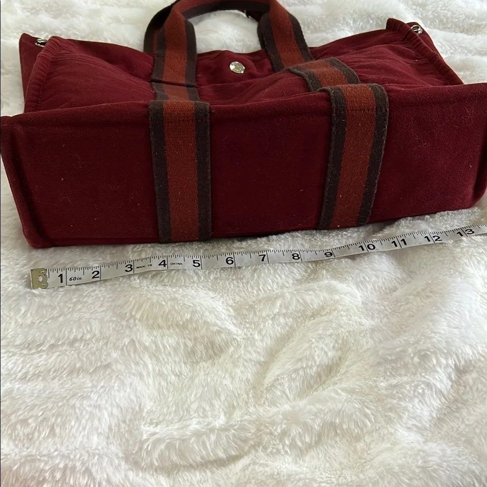 Hermès Red Canvas Bag with Striped Detail